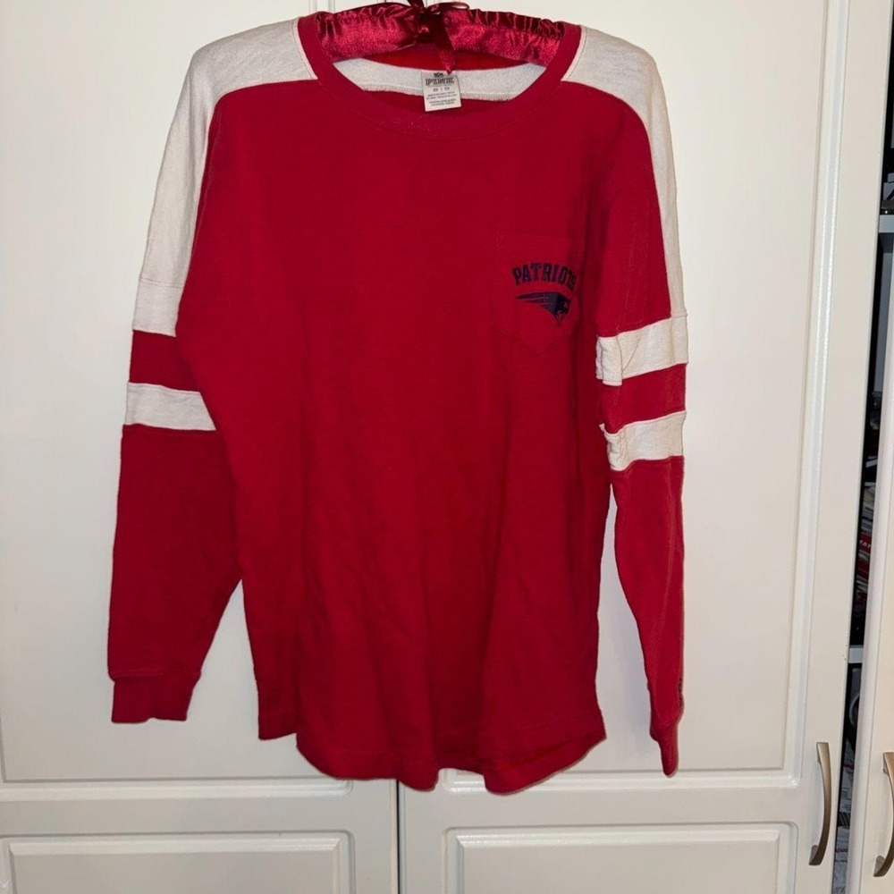 Pink Women's Patriots Long Sleeve Red and White Shirt Size XS